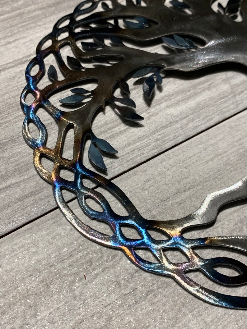 Tree of Life Metal Wall Art Blued Steel Etsy