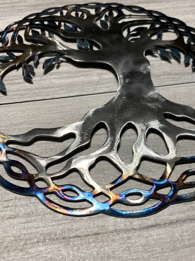 Tree of Life Metal Wall Art Blued Steel Etsy