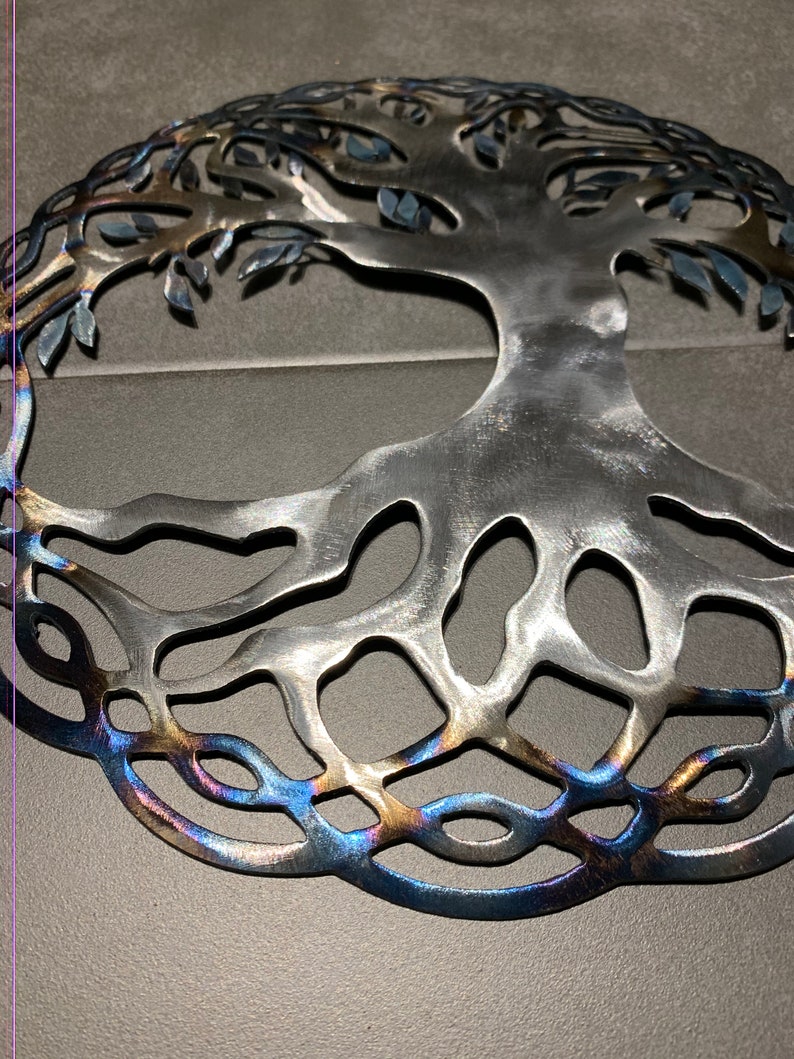 Tree of Life Metal Wall Art Blued Steel Etsy