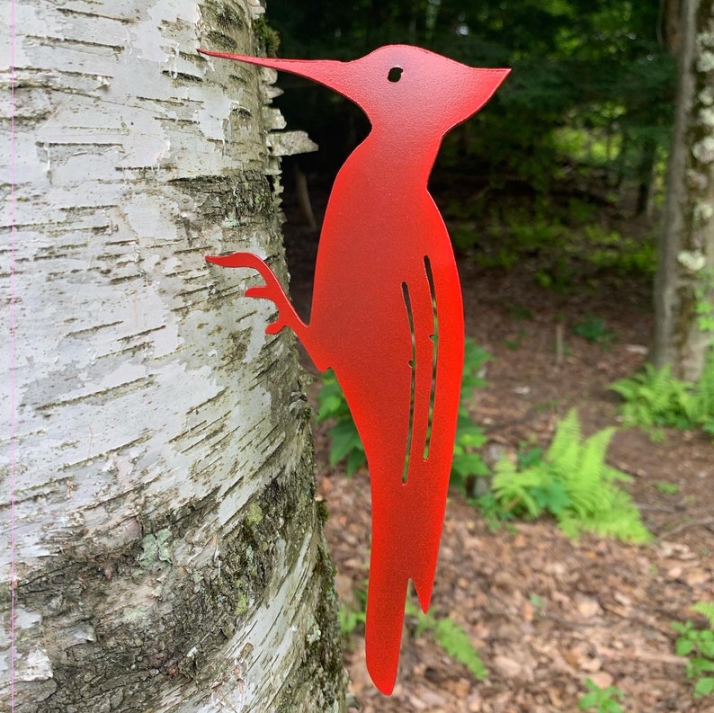 Metal Bird Woodpecker Garden Decor Etsy