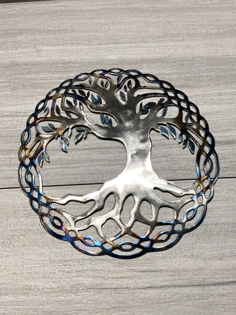 Tree of Life Metal Wall Art Blued Steel Etsy