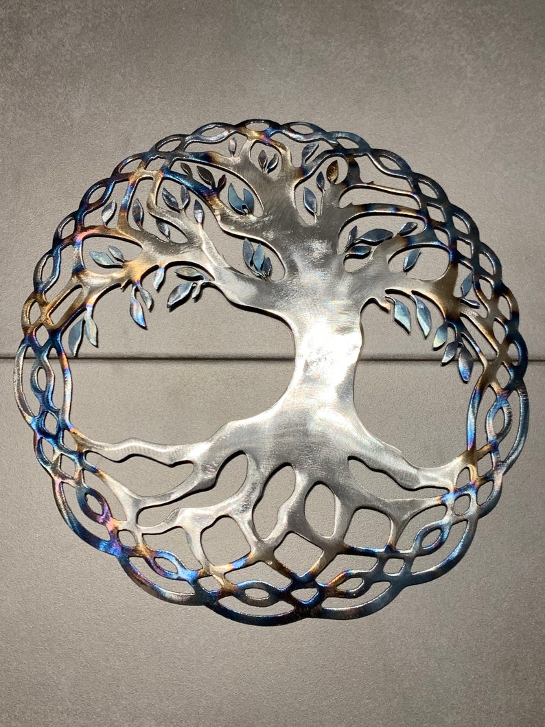 Tree of Life Metal Wall Art Blued Steel Etsy