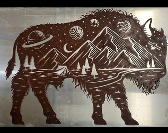 Decoración de búfalo espacial