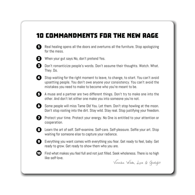 10 Commandments for the New Rage - Poetry Fridge Magnet - Vironika ...