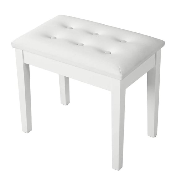 white vanity stool with storage