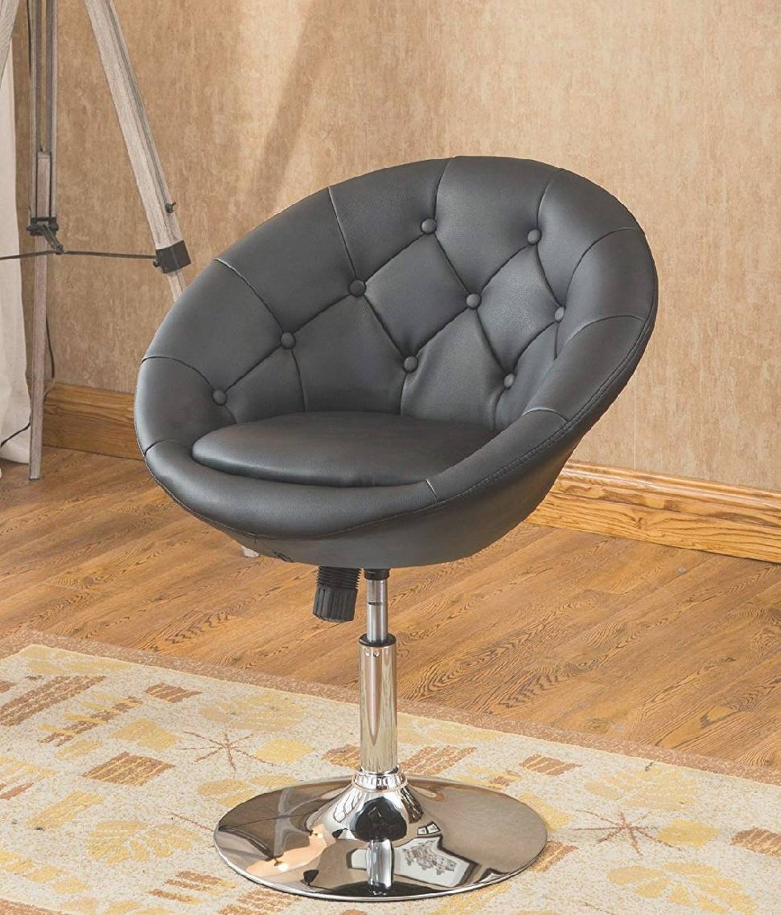 Vanity chair faux leather white or black Etsy