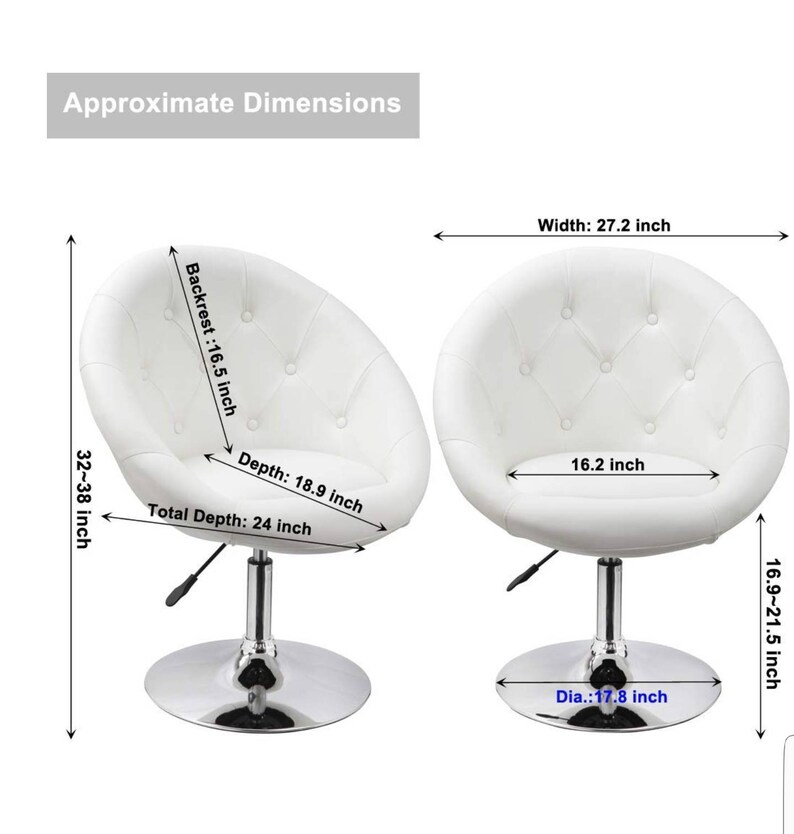 Vanity chair faux leather white or black Etsy