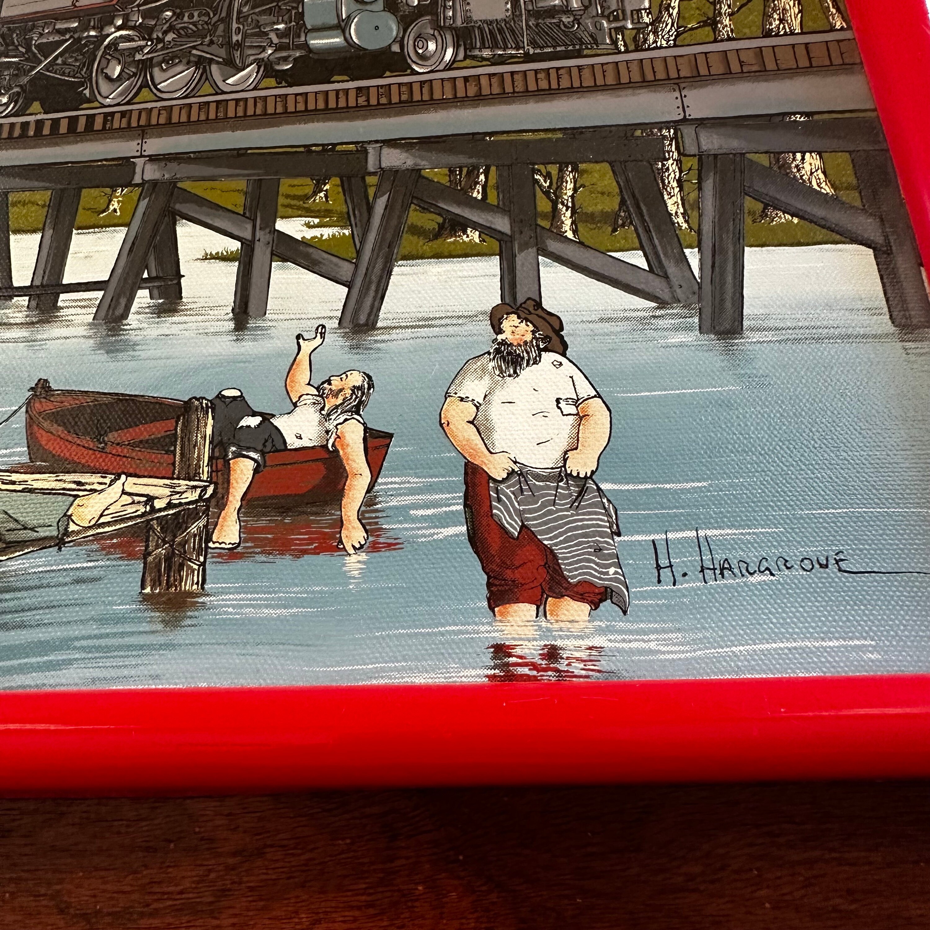 アメリカンヴィンテージ絵画　H.HARGROVE キャンパス地　セリグラフ アメリカンヴィンテージ絵画 H.HARGROVE キャンパス地