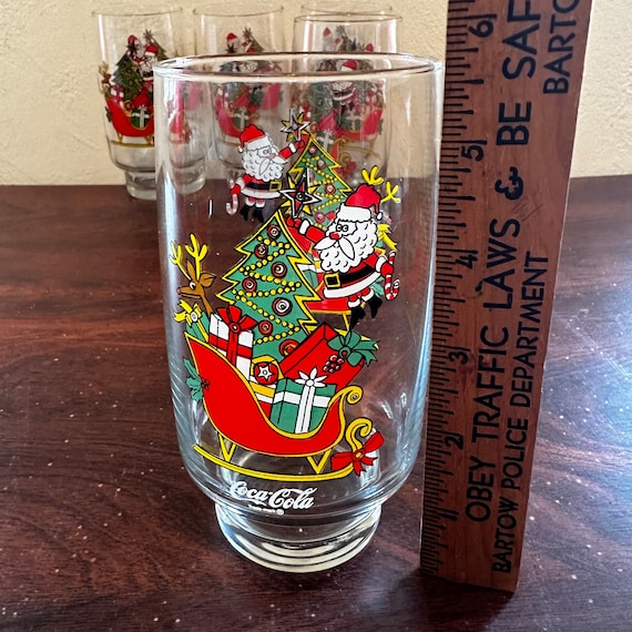 Vintage Set of 6 Mccrory's Stores Coca-cola Christmas Drinking