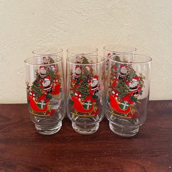 Vintage Set of 6 Mccrory's Stores Coca-cola Christmas Drinking