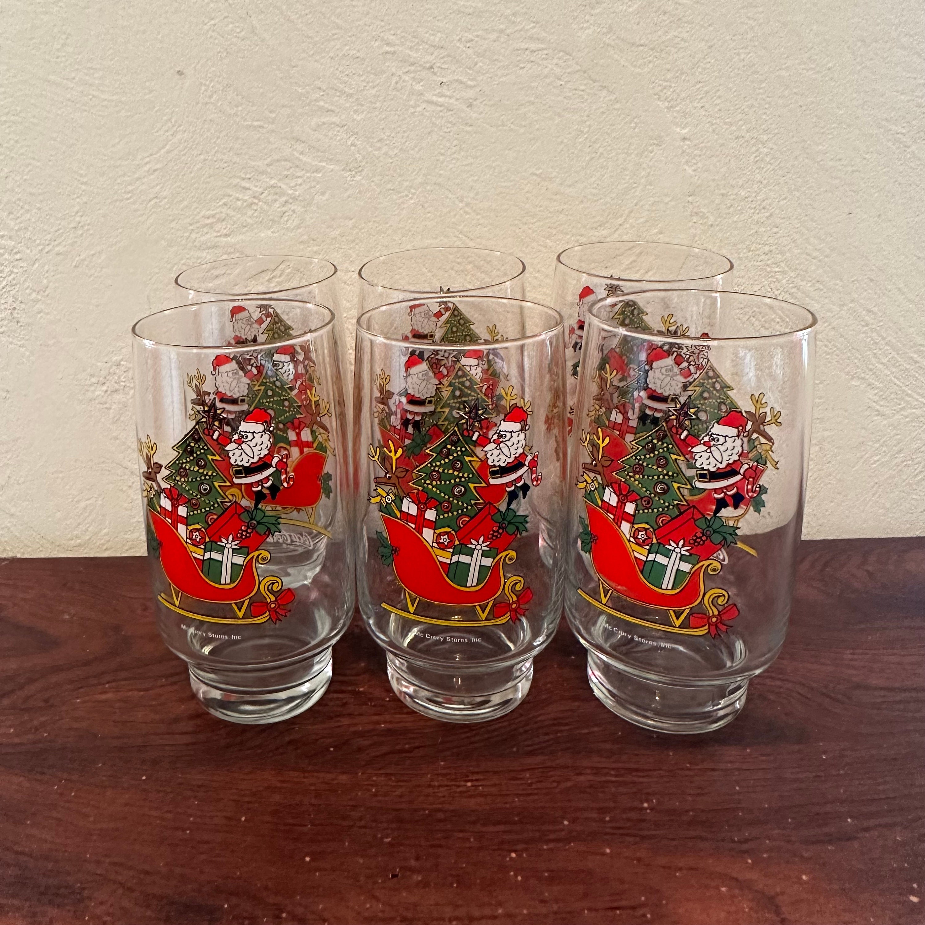 Vintage Set of 6 Mccrory's Stores Coca-cola Christmas Drinking