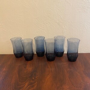 Vintage 1970’s Libbey Glass Apollo Dusky Blue 12 ounce Water Glasses/ Drinking Glasses