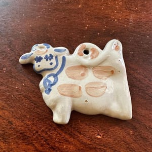 Vintage M.A Hadley Handpainted Cow Christmas Ornament