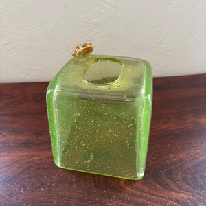 Housse de boîte à mouchoirs en lucite grenouille verte MCM vintage