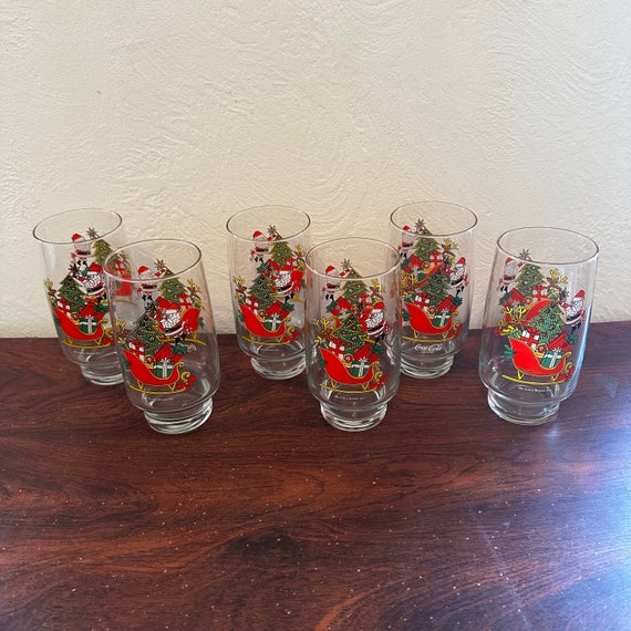 Vintage Set of 6 Mccrory's Stores Coca-cola Christmas Drinking