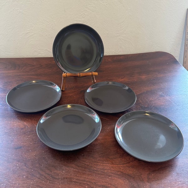 Vintage Set of 5 MCM Russell Wright Iroquois Charcoal Gray Color 6.5” Bread and Butter Plates