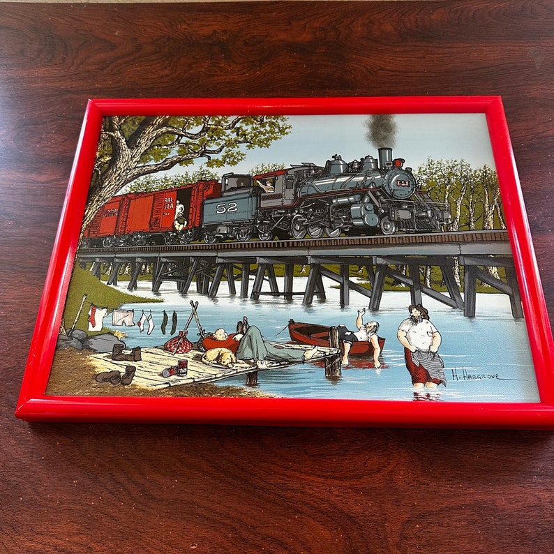 Vintage H. Hargrove “lazy Days” Oil Painting Serigraph 17x13 Framed and