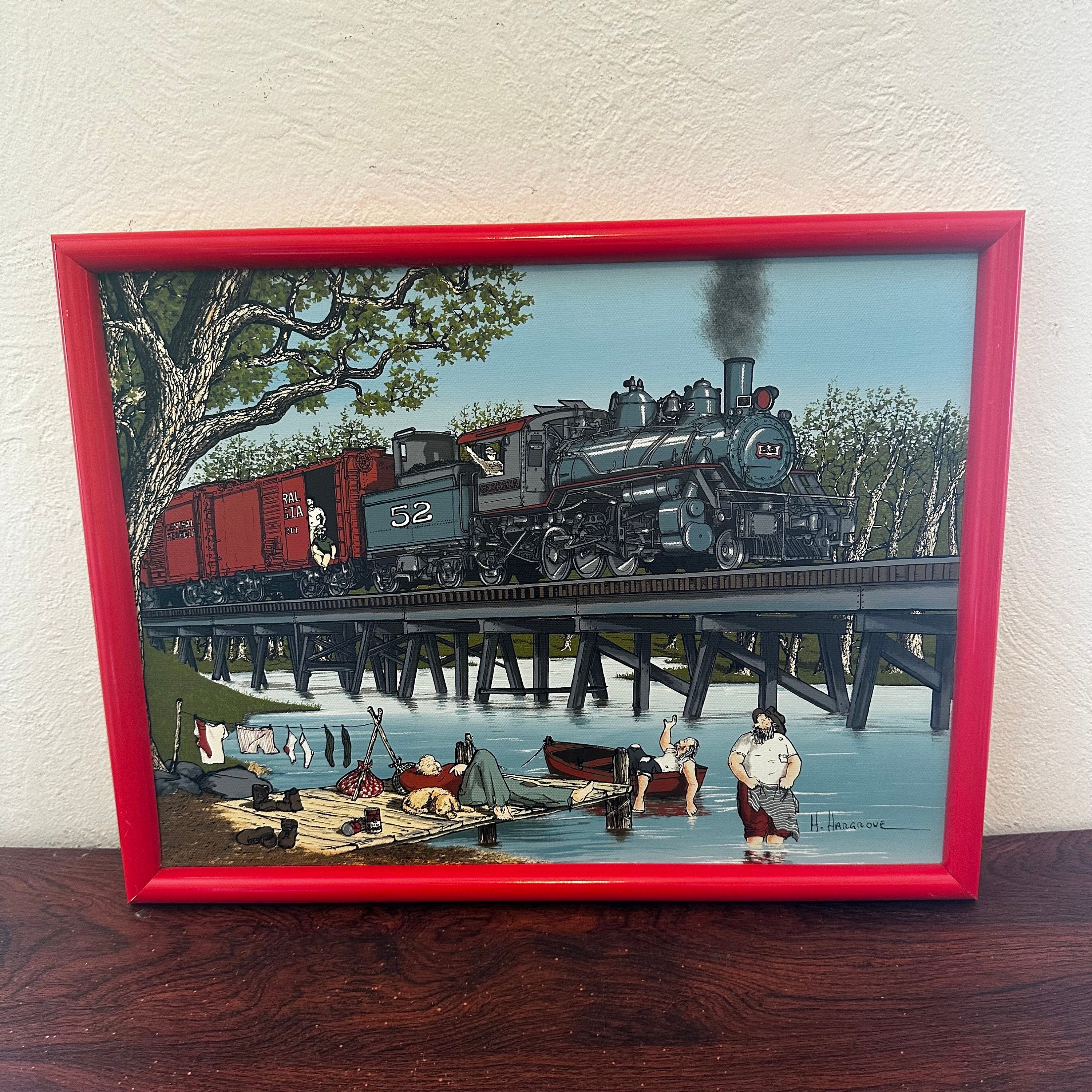 アメリカンヴィンテージ絵画　H.HARGROVE キャンパス地　セリグラフ アメリカンヴィンテージ絵画 H.HARGROVE キャンパス地