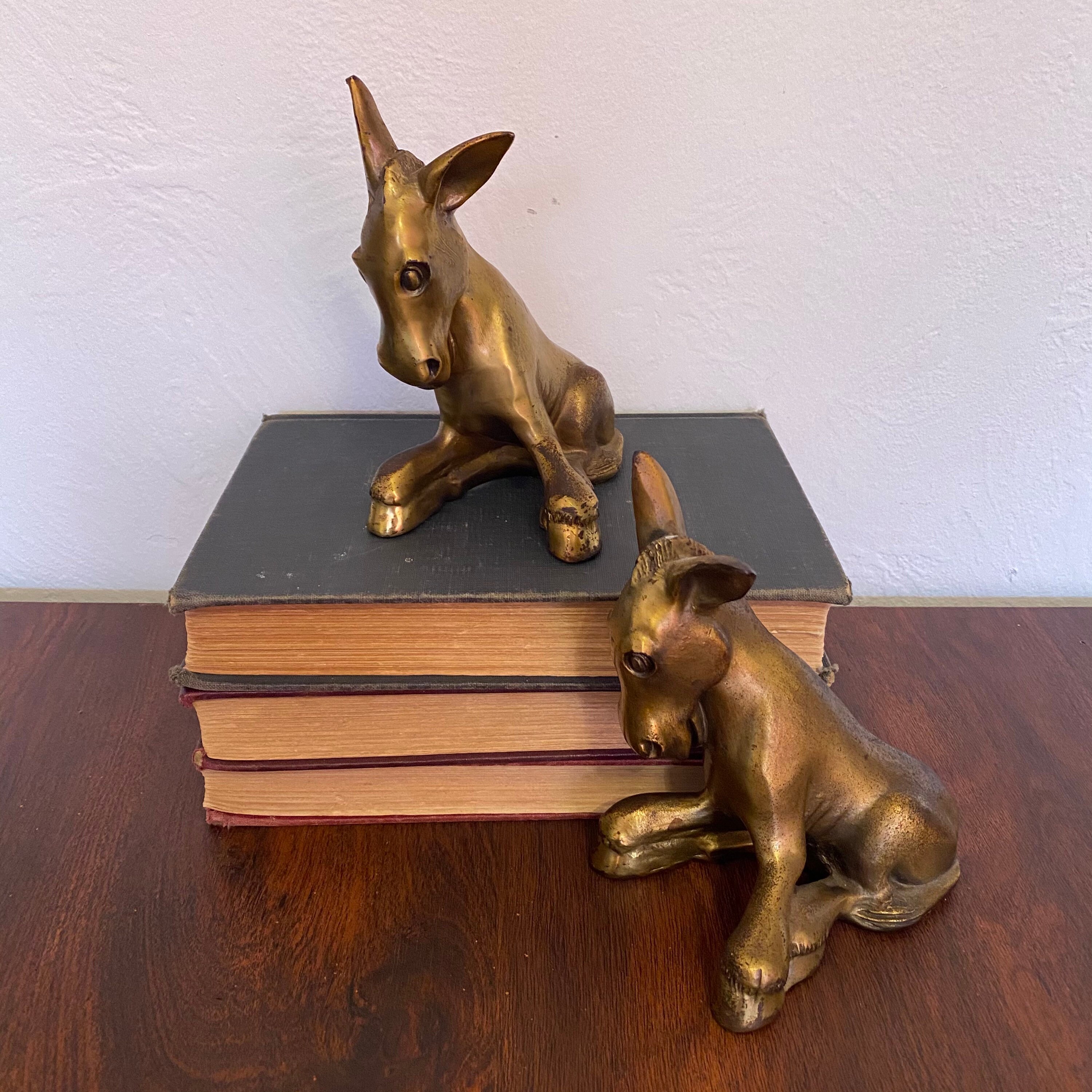Vintage Heavy Brass Donkey Bookends Democrat Party Liberal Etsy