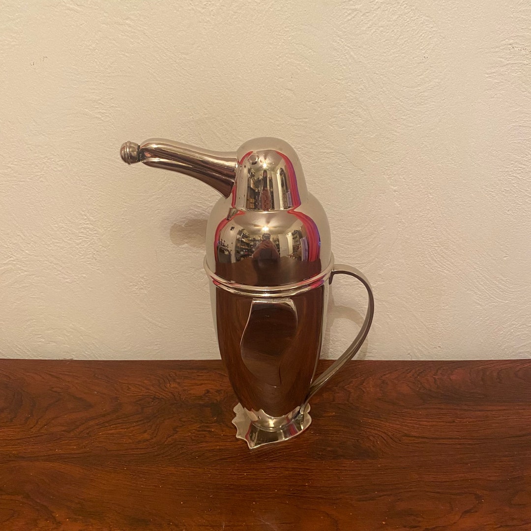 Vintage 1990s Restoration Hardware Chrome 11 Penguin Cocktail Martini