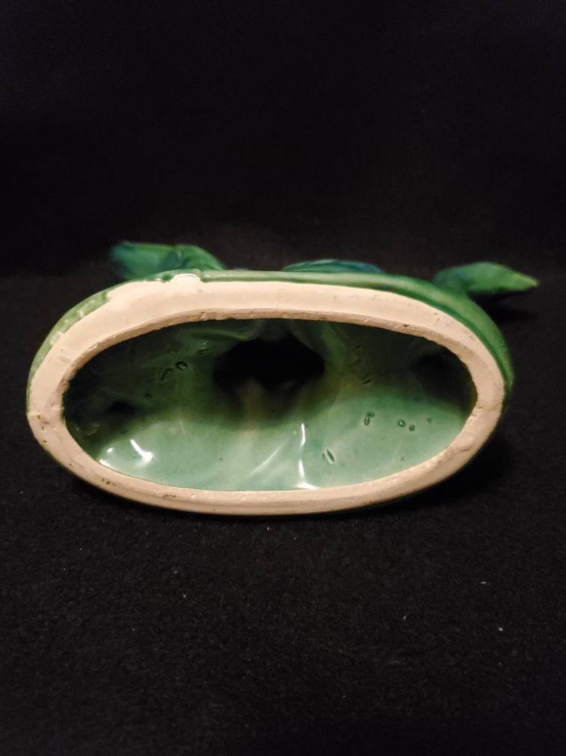 VintageRetro Ceramic Pheasant statue with bluegreen drip glaze.