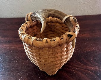 Vintage Hand~carved Deer Antler Woven Basket ~ 14” - Etsy