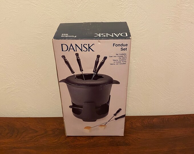 Dansk Cast Iron Fondue Set With Forks Sleek Black Design Etsy