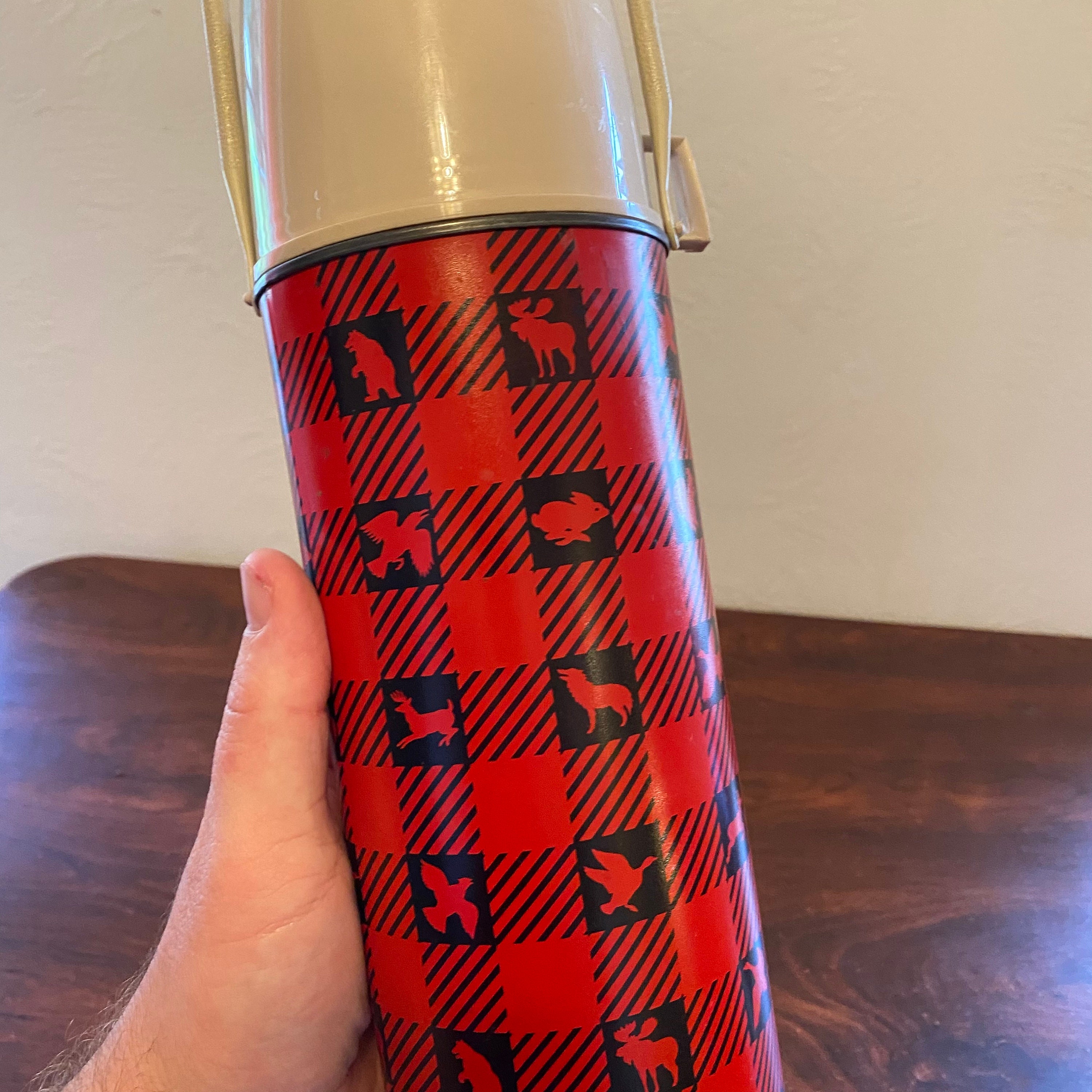 Vintage Winchester Hunting Plaid Thermos Quart Size