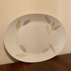 Vintage Rosenthal Germany Raymond Loewy Bunte Blatter 13” Oval Platter with Colorful Leaf design, 1950’s Dinnerware.
