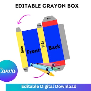 Crayon Box Editable Template, Canva Editable, crayons, coloring books