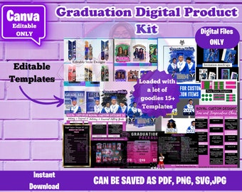 Graduation Digital Product Kit, Grad 2024, Graduation, Bundles, Kits, Canva Editable,Vendor list