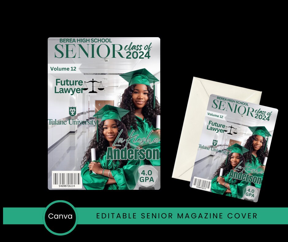 Senior Magazine Template, Graduation 2024 Grad, Senior, Editable Canva Template