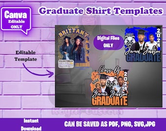 Graduation Shirt Template Canva Editable 3 Templates