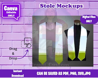 Sole Mockup, Stole, 60 inch stole,72 inch stole, Templates, Graduation Stole, editable Canva