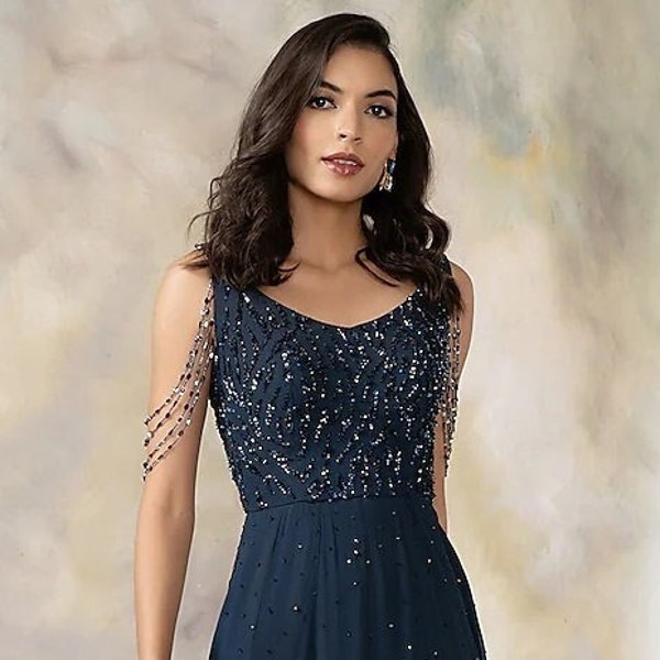 Navy Blue Hand Embroidered Gown