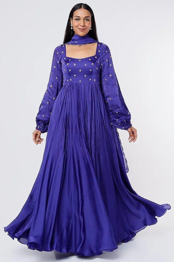 organza anarkali dress designs Ivory Floral Organza Anarkali Gown
