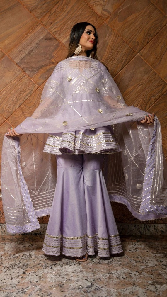 Purple Royale Sharara Set main image 1