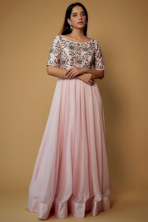 Featuring a Baby Pink Dress in Georgette Base With Floral Boota Embroidery.  Perfect Wear for Festive Occasions - Etsy