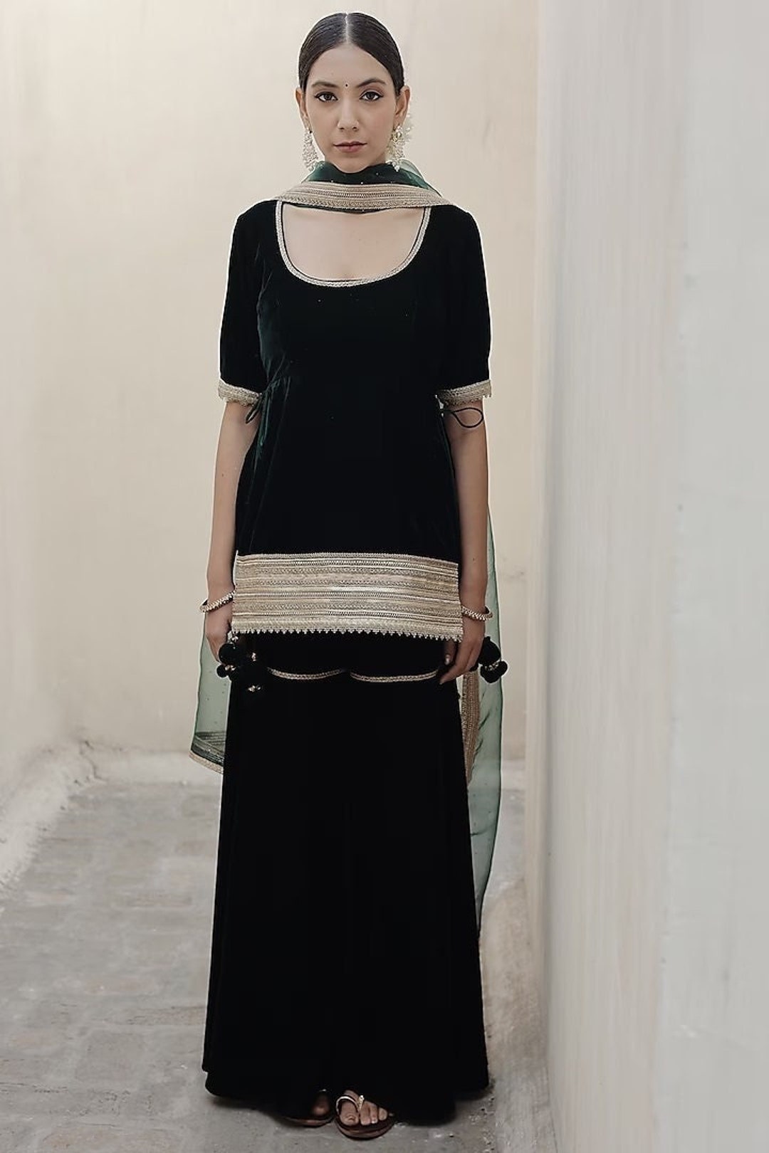 Neev Purple Green Sharara Set main image 1