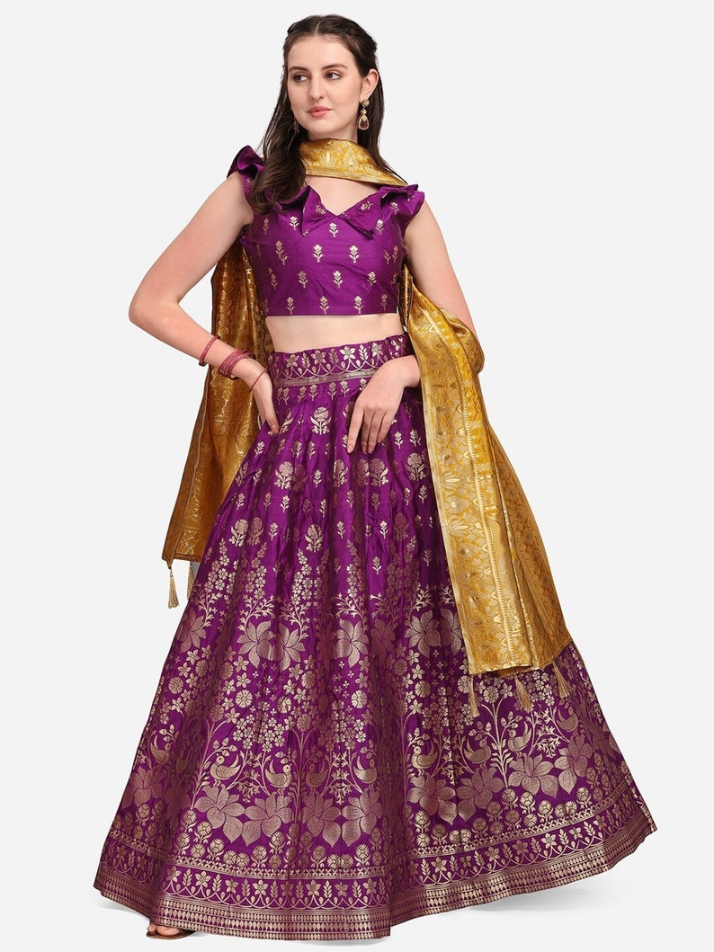 Yellow Woven Design Lehenga Choli 