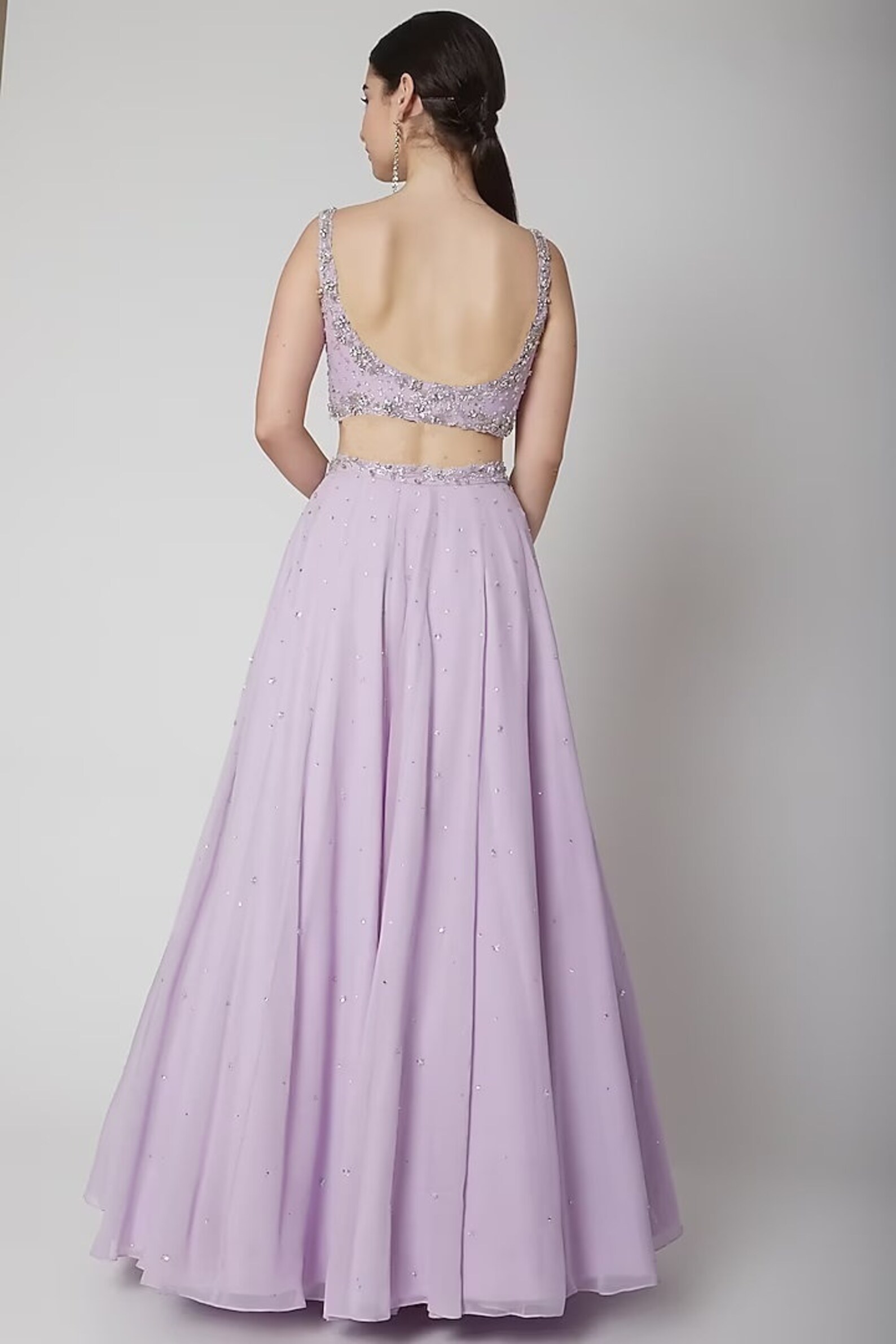 Lavender Tiered Ruffled Silk Lehenga
