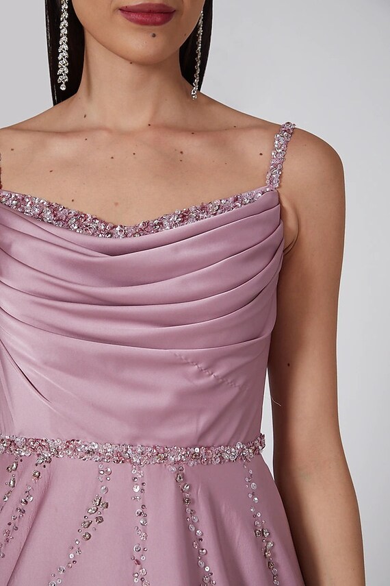 Mauve Beads Embroidered Gown--prom, Evening Dress, Wedding Party, Zari,  Embroidery ,handcrafted,bridesmaid,bridal - Etsy