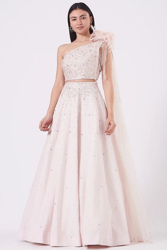 Powder Pink Skirt Top (lehenga Set)--prom, Evening Dress, Wedding
