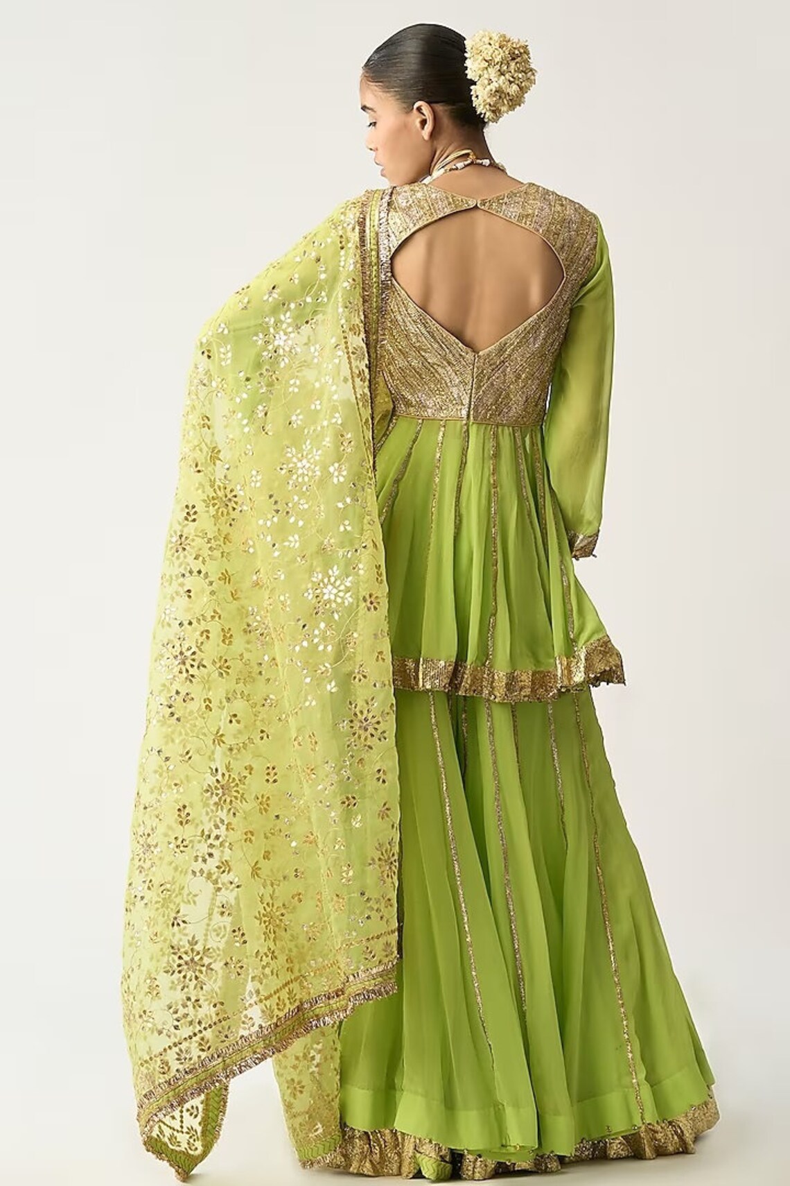 Rent Neon Green Georgette Sharara Suit main image 1