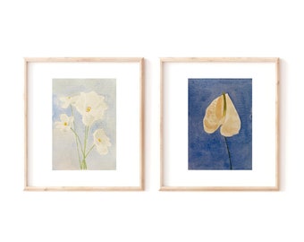 Two original watercolors • flowers • 2 original watercolors of flowers • 14.8 x 10.5 cm