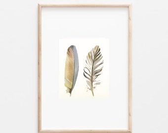 1 original watercolor painting / feathers