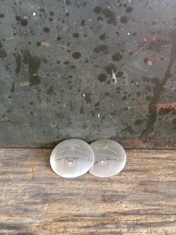 Modernist Sterling Silver Disc Earrings//Statemen… - image 5