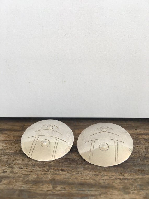 Modernist Sterling Silver Disc Earrings//Statemen… - image 10