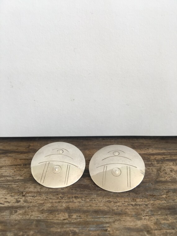 Modernist Sterling Silver Disc Earrings//Statemen… - image 6