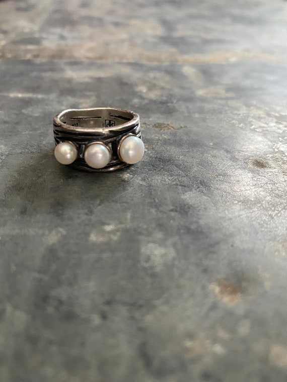 Chapin Hollister Sterling Silver Genuine Pearl Ring // C&H // Size